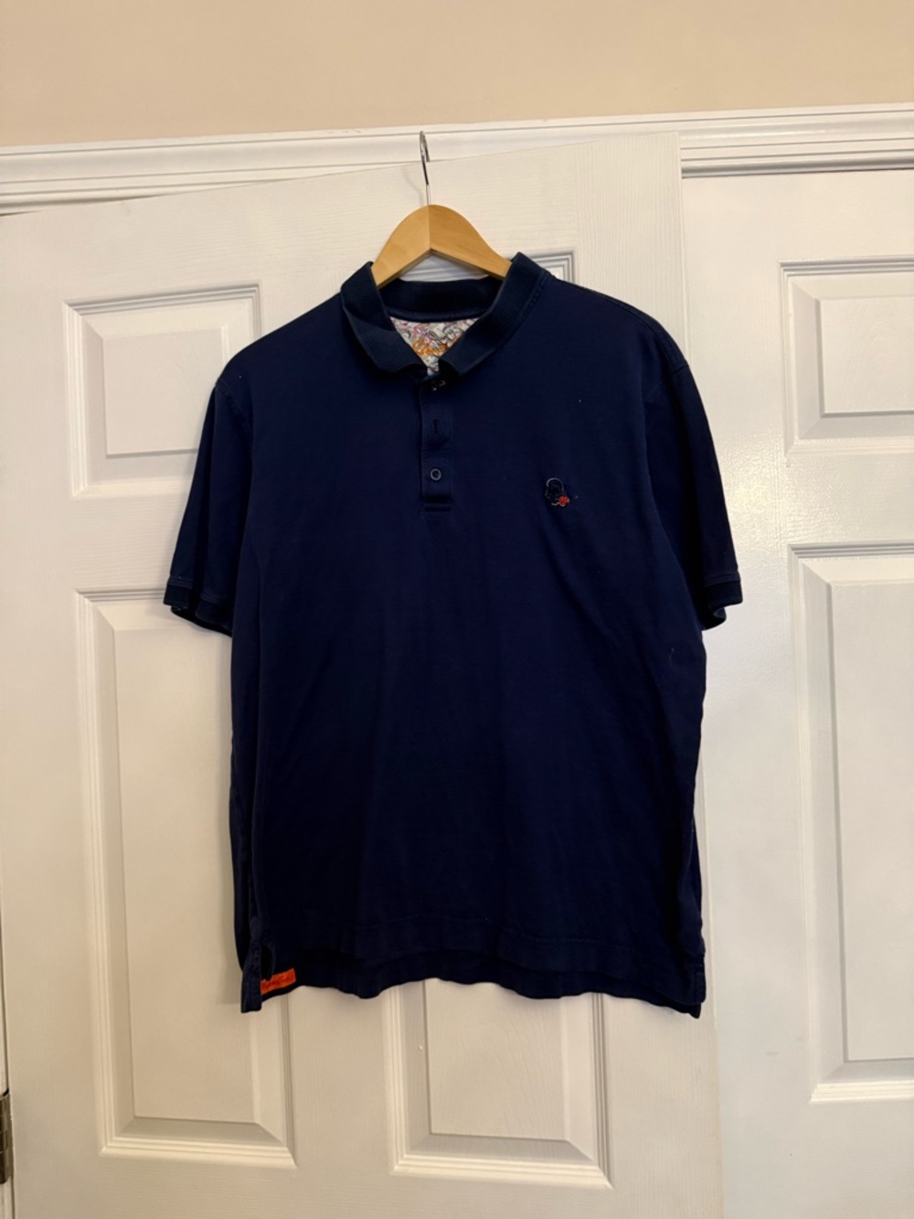 Robert Graham Navy Short-Sleeve Polo with Embroidered Accent